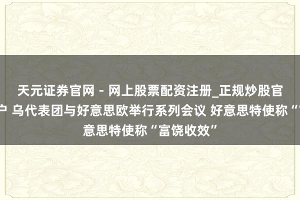 天元证券官网 - 网上股票配资注册_正规炒股官网杠杆开户 乌代表团与好意思欧举行系列会议 好意思特使称“富饶收效”