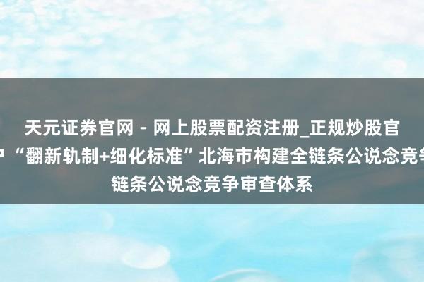 天元证券官网 - 网上股票配资注册_正规炒股官网杠杆开户 “翻新轨制+细化标准”北海市构建全链条公说念竞争审查体系