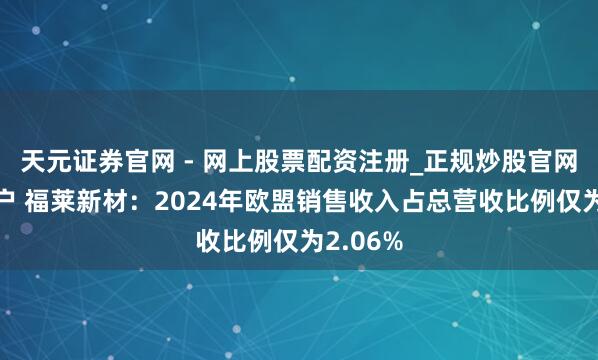 天元证券官网 - 网上股票配资注册_正规炒股官网杠杆开户 福莱新材：2024年欧盟销售收入占总营收比例仅为2.06%