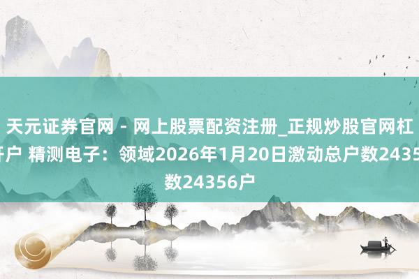 天元证券官网 - 网上股票配资注册_正规炒股官网杠杆开户 精测电子：领域2026年1月20日激动总户数24356户