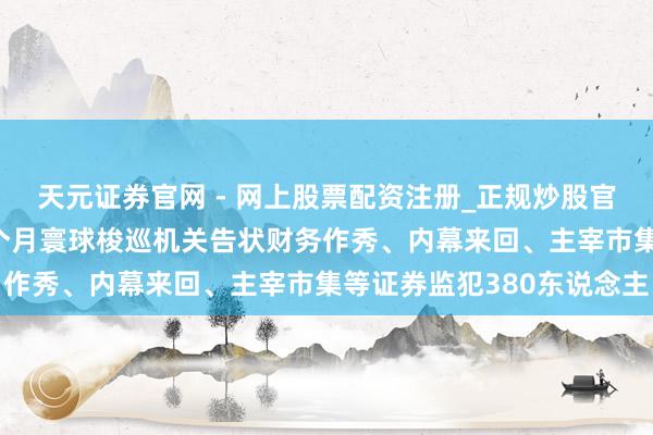 天元证券官网 - 网上股票配资注册_正规炒股官网杠杆开户 前年前11个月寰球梭巡机关告状财务作秀、内幕来回、主宰市集等证券监犯380东说念主