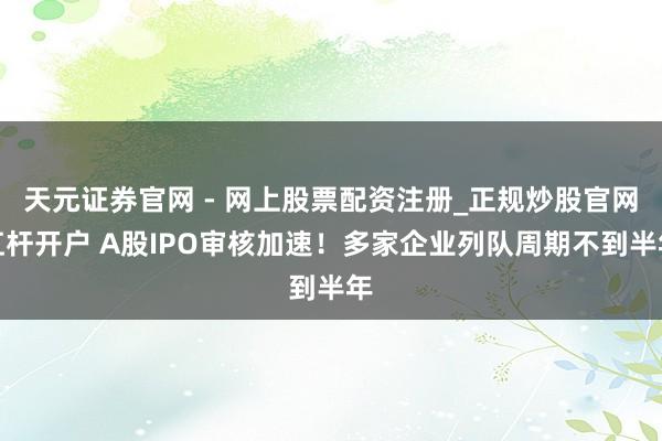 天元证券官网 - 网上股票配资注册_正规炒股官网杠杆开户 A股IPO审核加速！多家企业列队周期不到半年