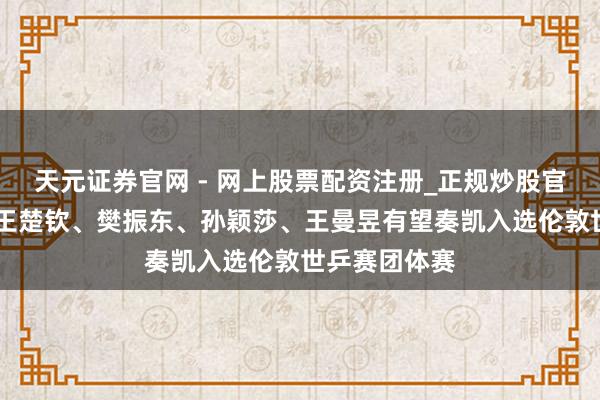 天元证券官网 - 网上股票配资注册_正规炒股官网杠杆开户 王楚钦、樊振东、孙颖莎、王曼昱有望奏凯入选伦敦世乒赛团体赛
